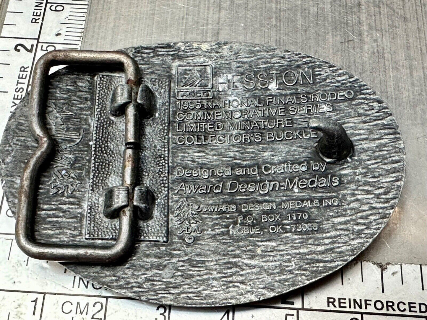 1995 Youth sz NFR National Finals Rodeo Award Design Medals Hesston belt buckle
