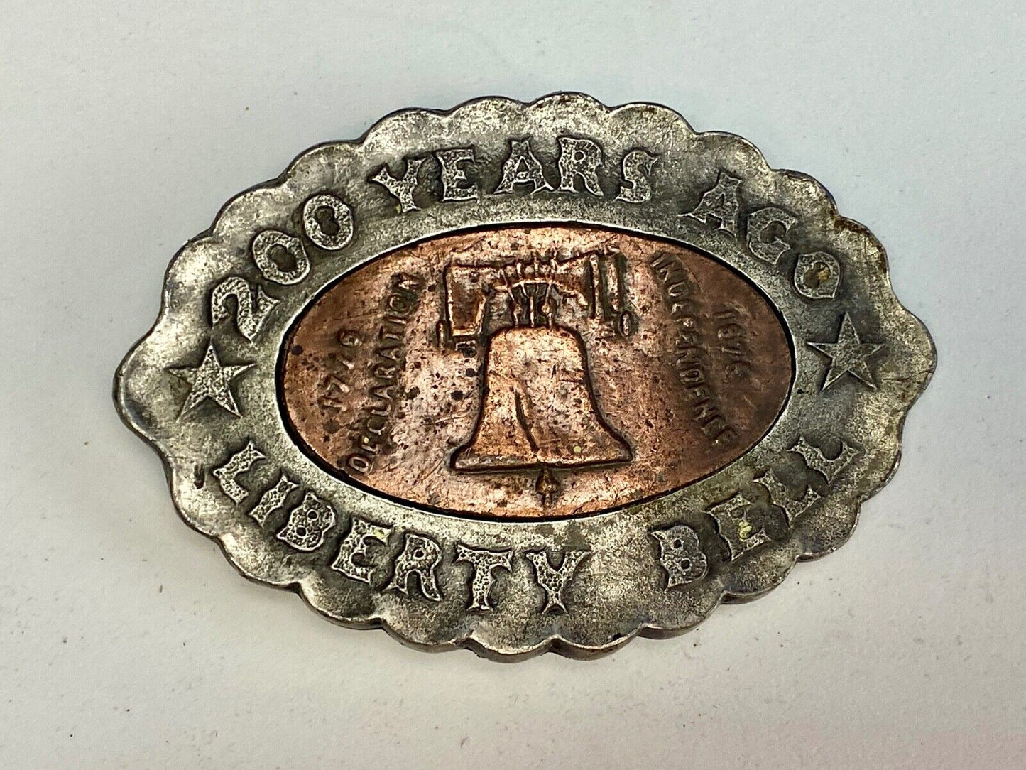 VINTAGE 200 Years Ago Liberty Bell Belt Buckle Bergamot Y-37
