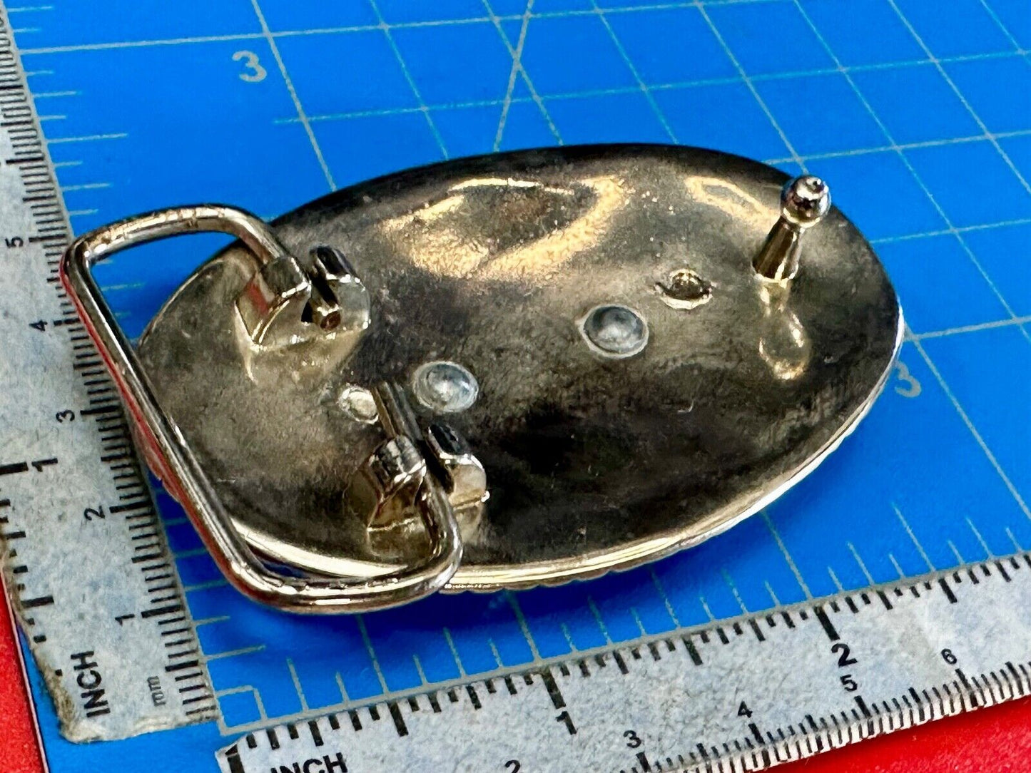 Beautiful NOS Horse head / lucky horseshoe - small two tone oval belt buckle