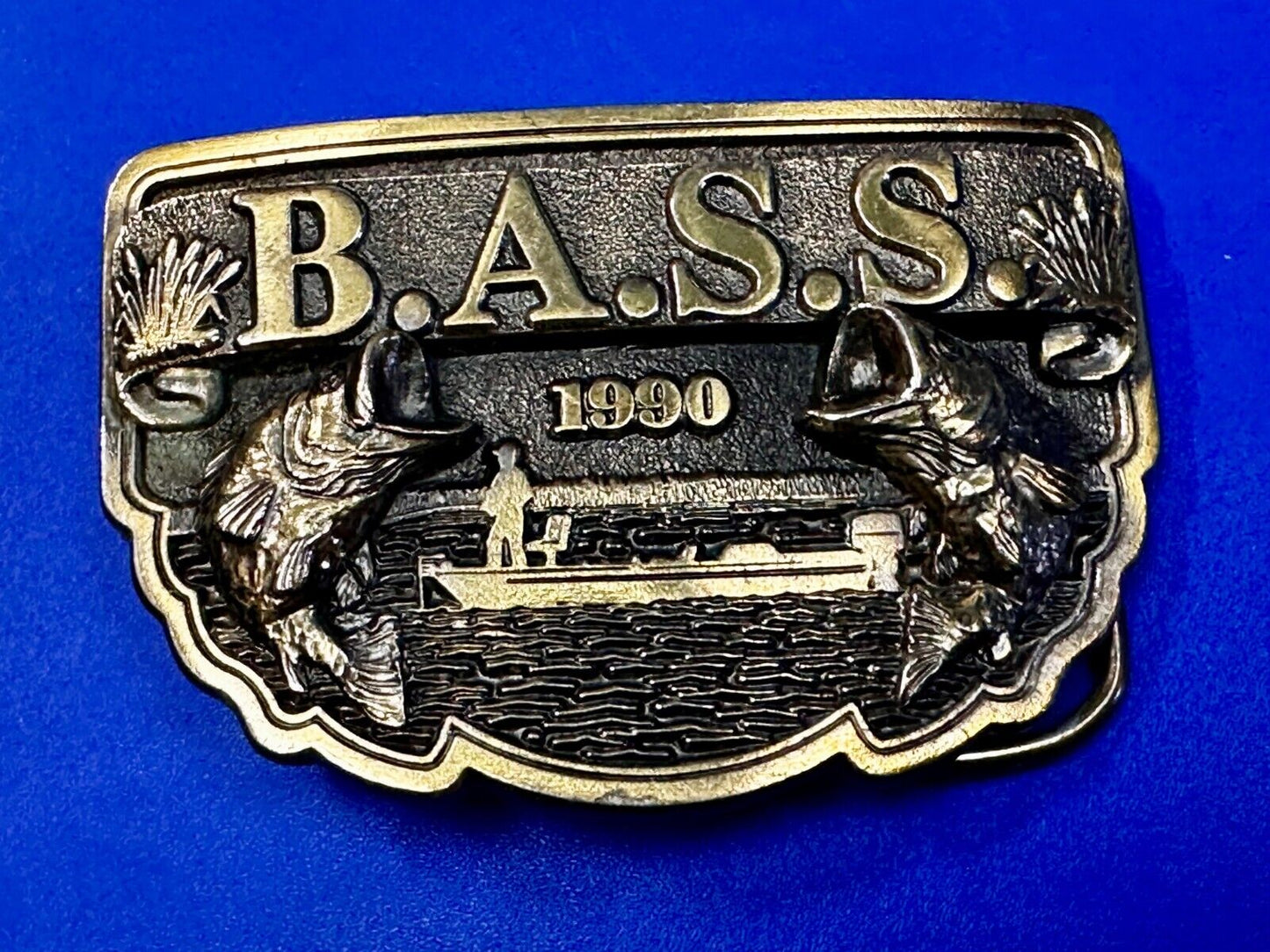 1990 Bass Anglers Sportsman Society Club Great American Fishing Belt Buckle