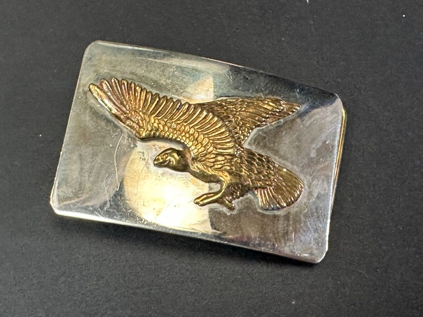 The EAGLE - Patriotic Western Vintage two tone rectangular belt buckle