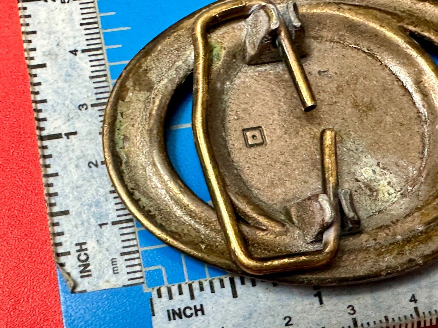 Vintage Bull Skull Diablo LONGHORN cow steer western oval belt buckle