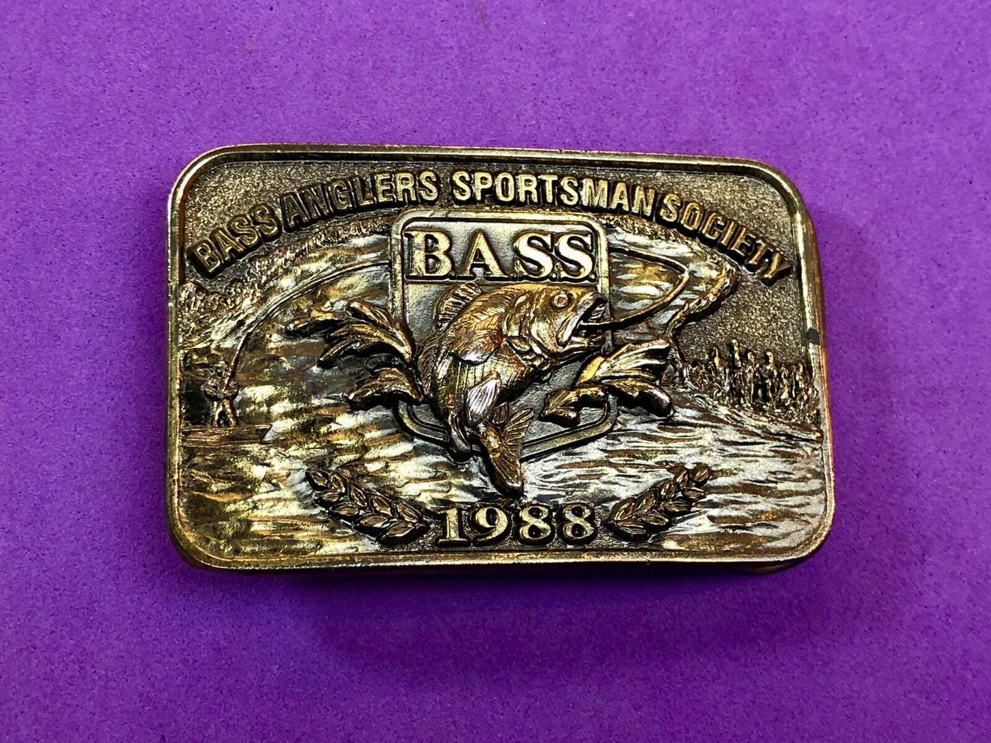 VINTAGE 1988 **BASS ANGLERS SPORTSMAN SOCIETY** BELT BUCKLE