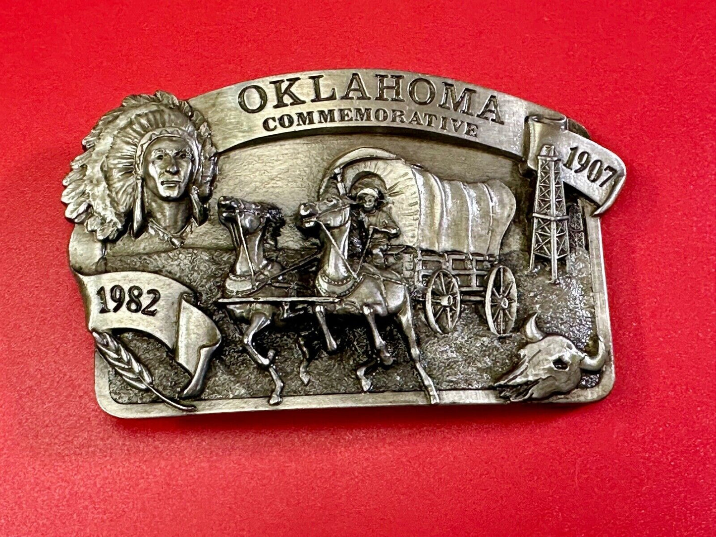 1982 Oklahoma State Commemorative Series limited belt buckle by Arroyo Grande