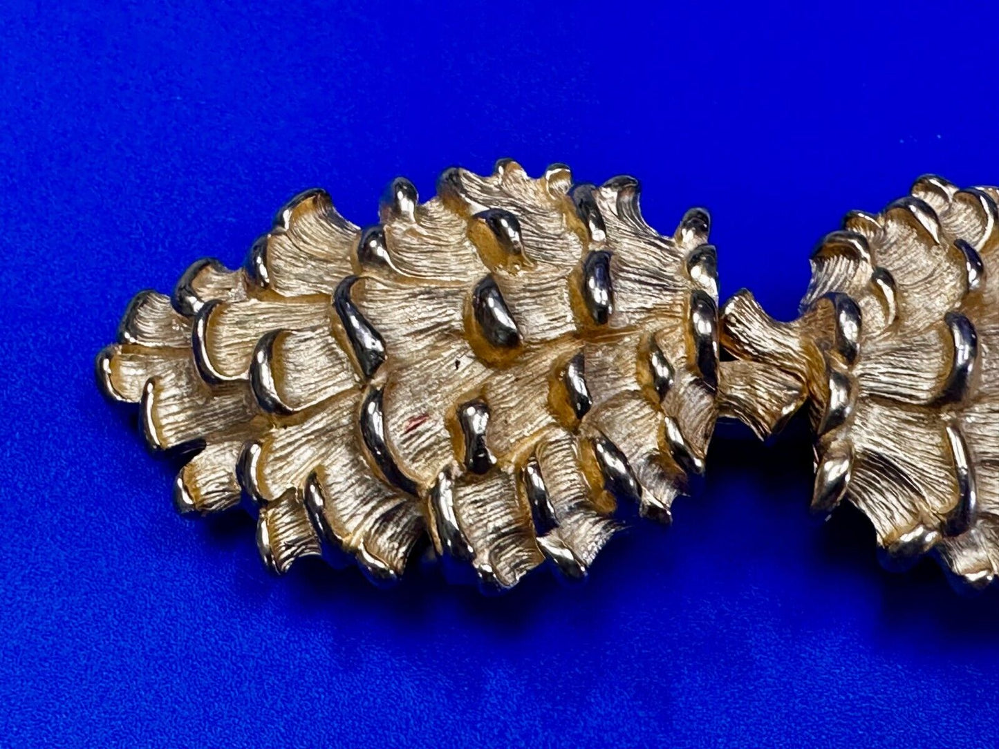 Textured Leaf Shaped Two Piece interlocking Gold Tone Belt Buckle by Paquette