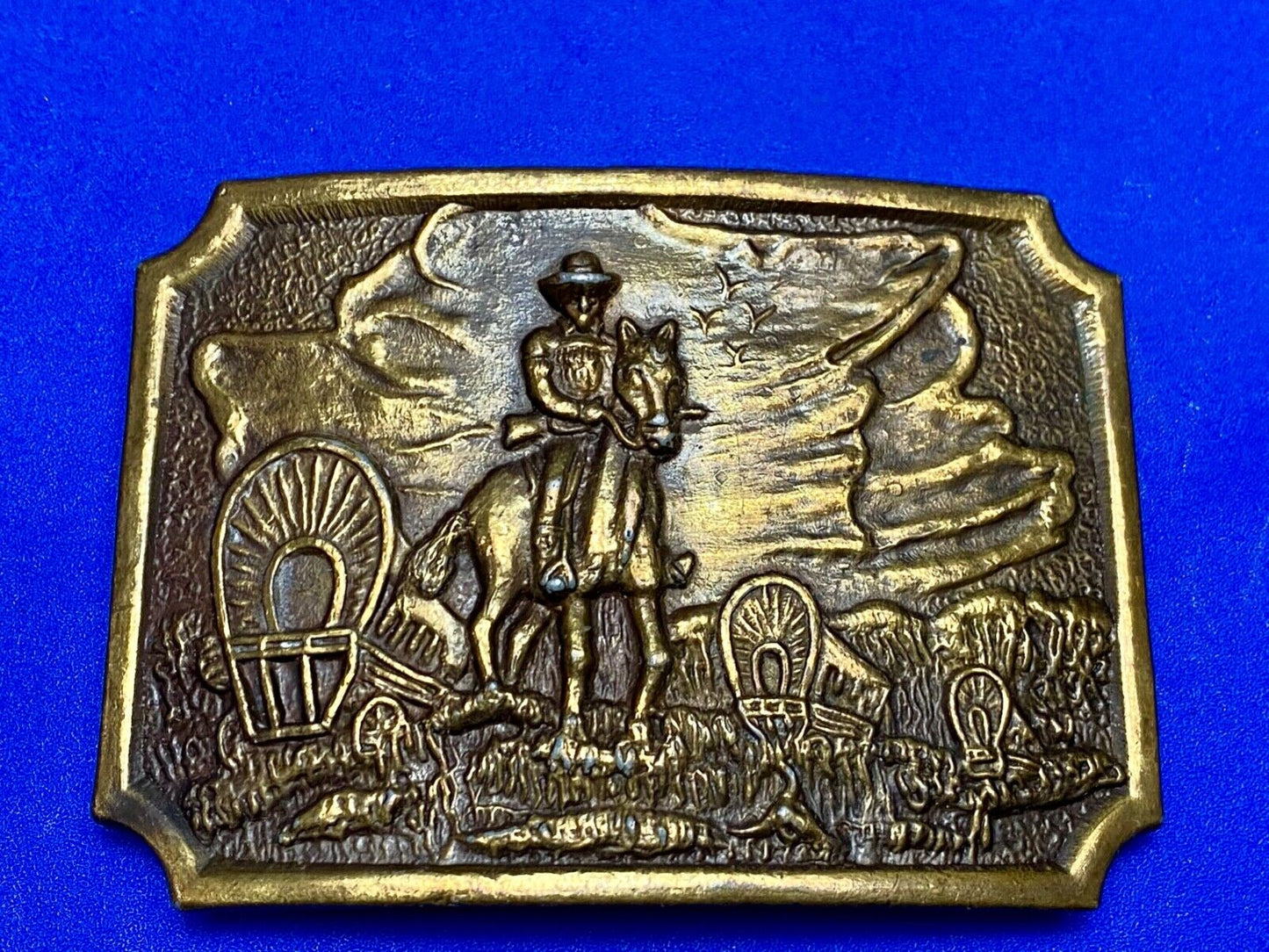 Tall in the Saddle Art Western Horse and Cowboy way of life! Vintage belt buckle