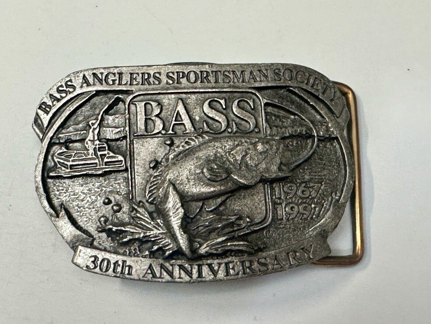 1997 BASS Bass Anglers Sportsman Society Fishing 30th anniversary belt buckle