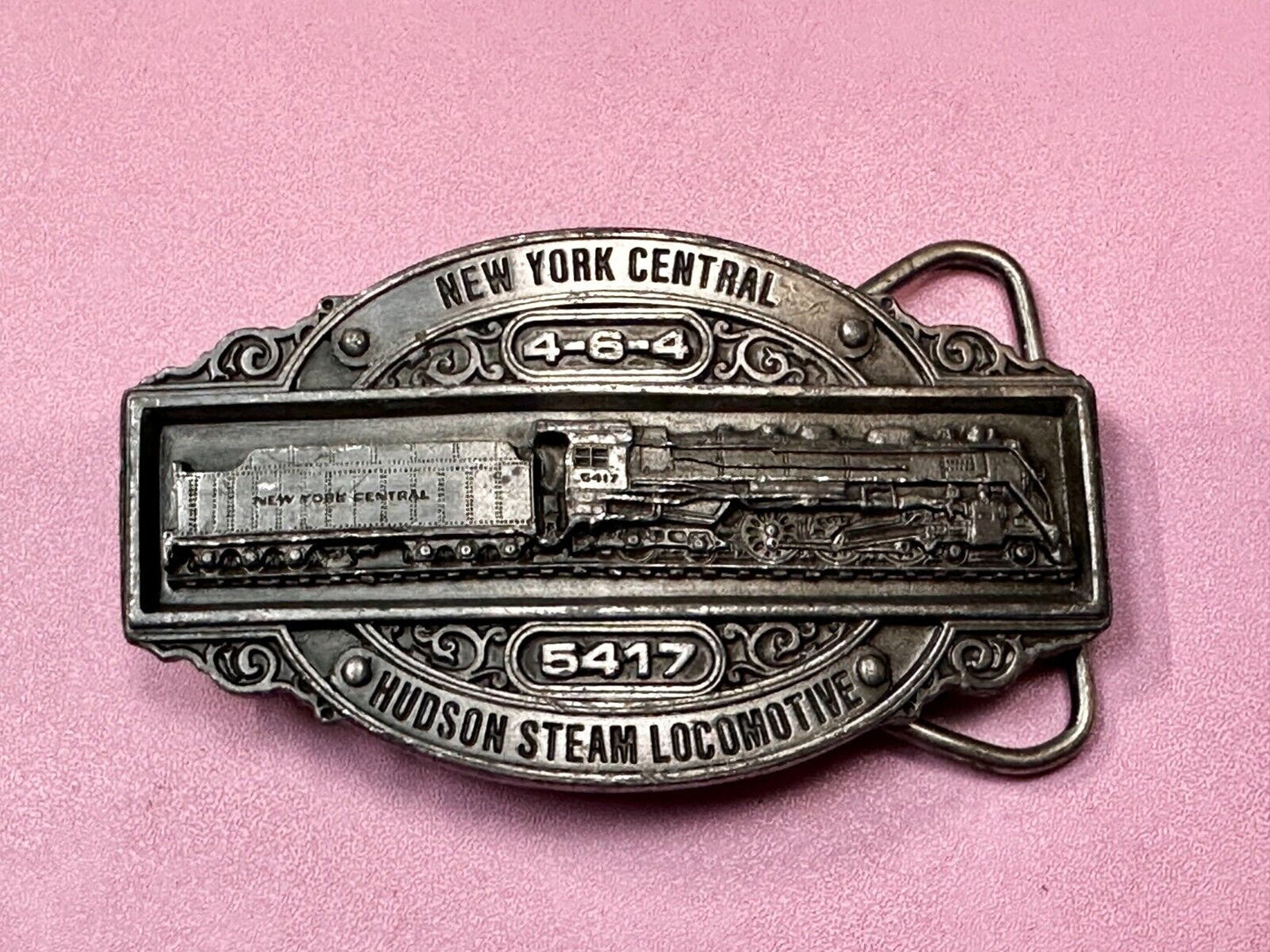 1985 New York Central Hudson Steam Locomotive belt buckle Bergamot Brass Works
