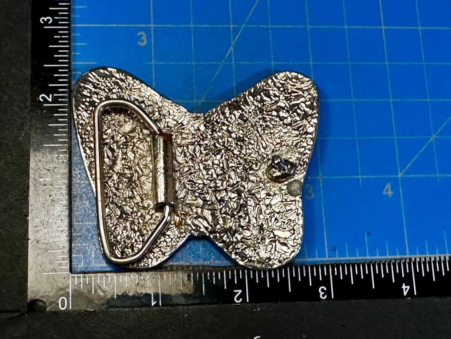 Beautiful Butterfly Figural Turquoise Coral Chips Inlay Cutout 3" Belt Buckle