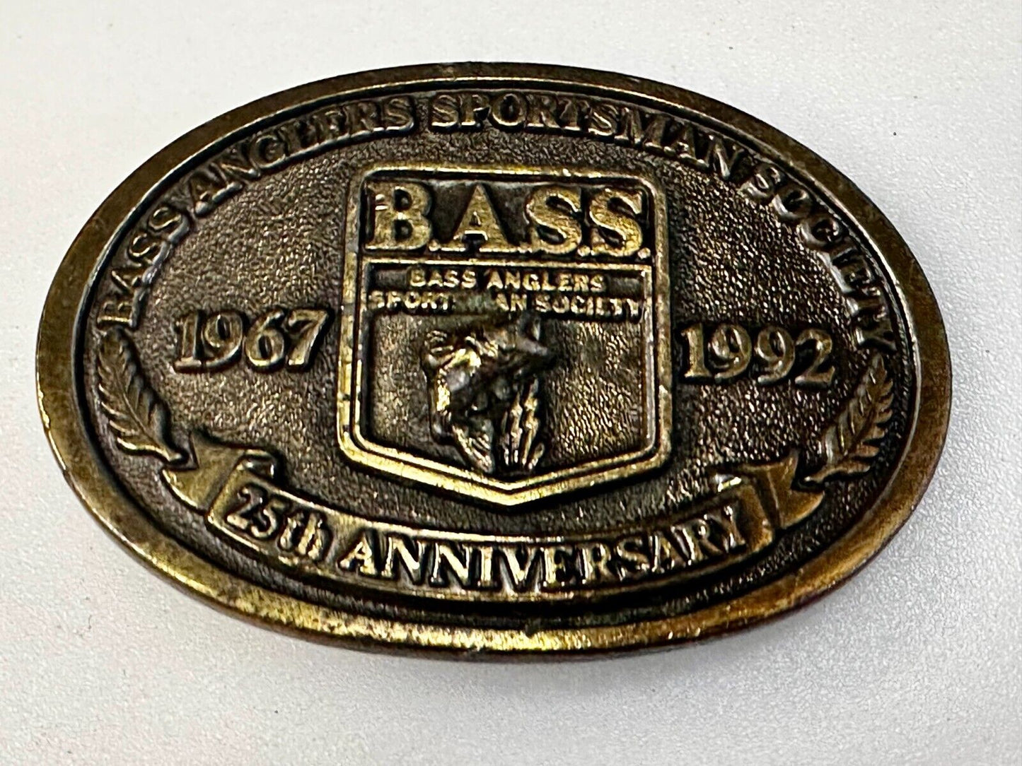 1992 Bass Anglers Sportsman Society Club 25th Anniversary Fishing Belt Buckle
