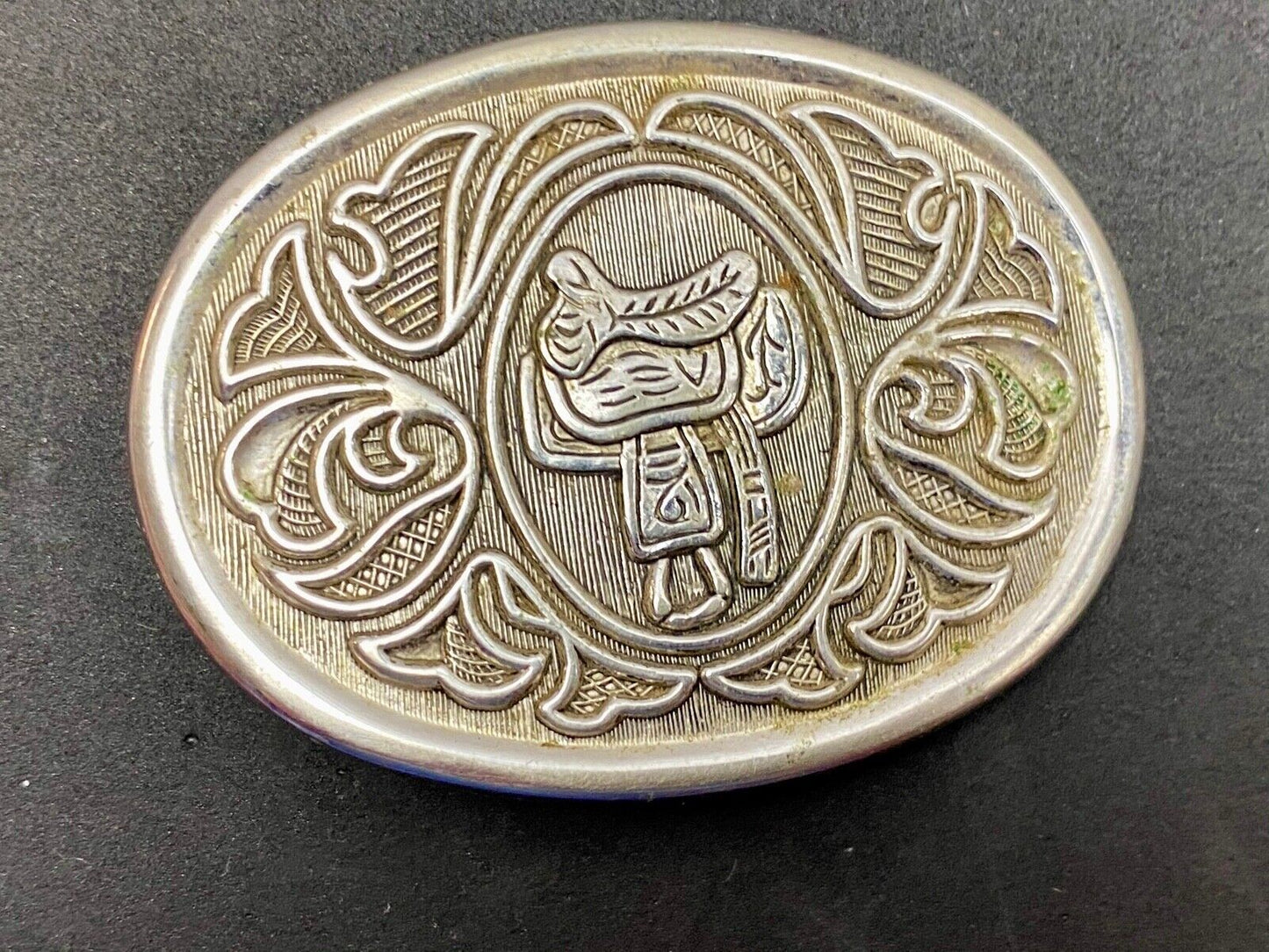 Avon Vintage Silver Tone Horse Saddle Belt Buckle