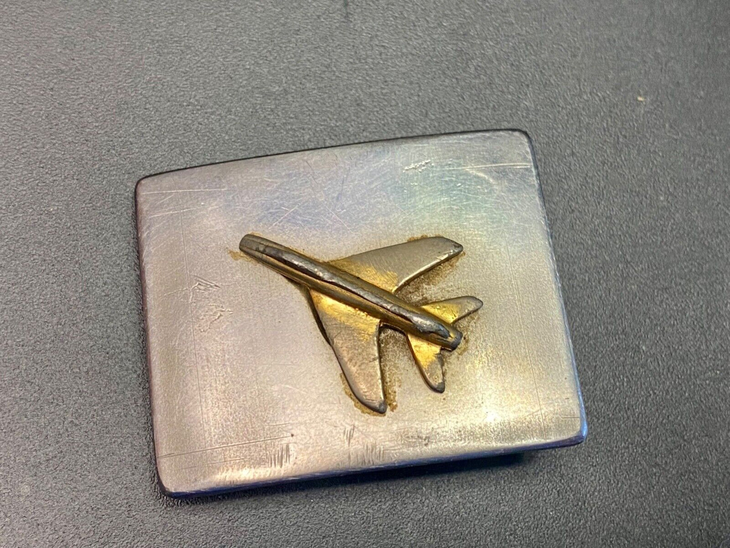 Artisan Two Tone Airplane USAF Jet Fighter Plane Rectangular 2" Belt Buckle