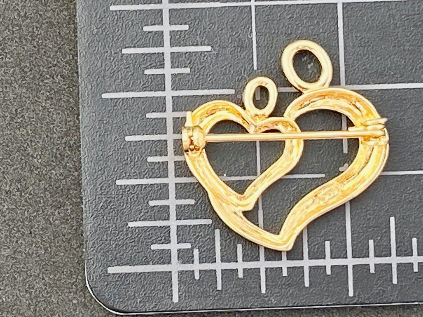 Vintage Brooch Scatter Pin Tie Tac Signed CTA Heart Victorian Antiqued