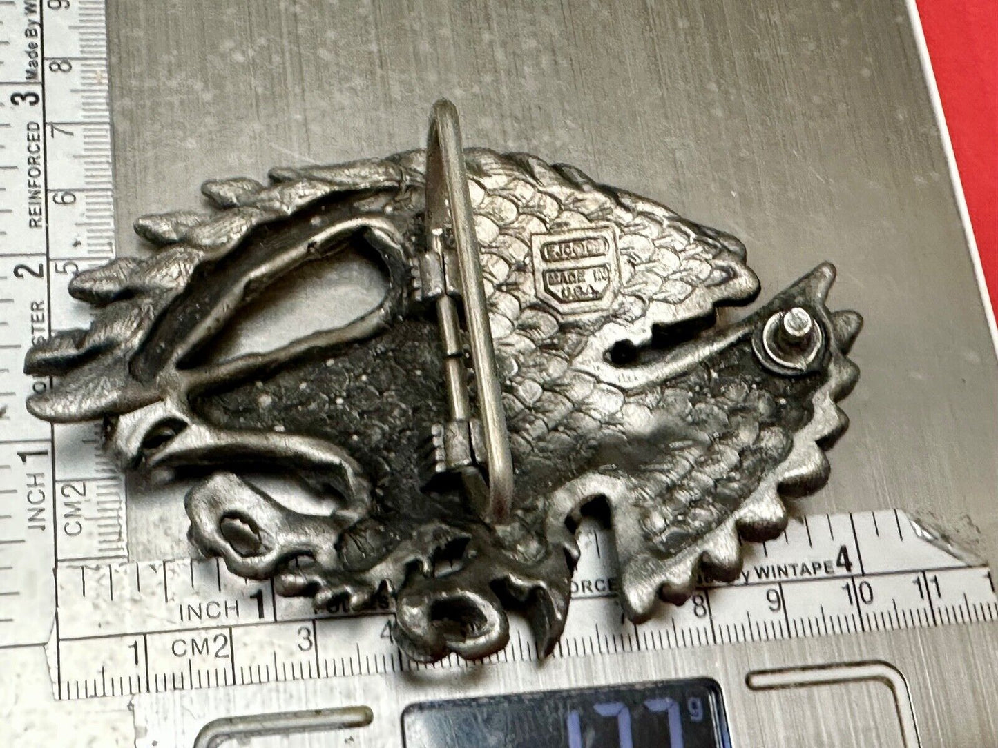 Vintage EJC EAGLE - Attacking Hunting Diving cutout belt buckle