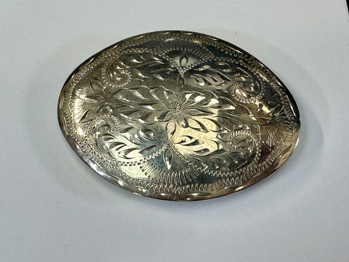Beautiful Western Flair 3.5" wide engraved oval belt buckle