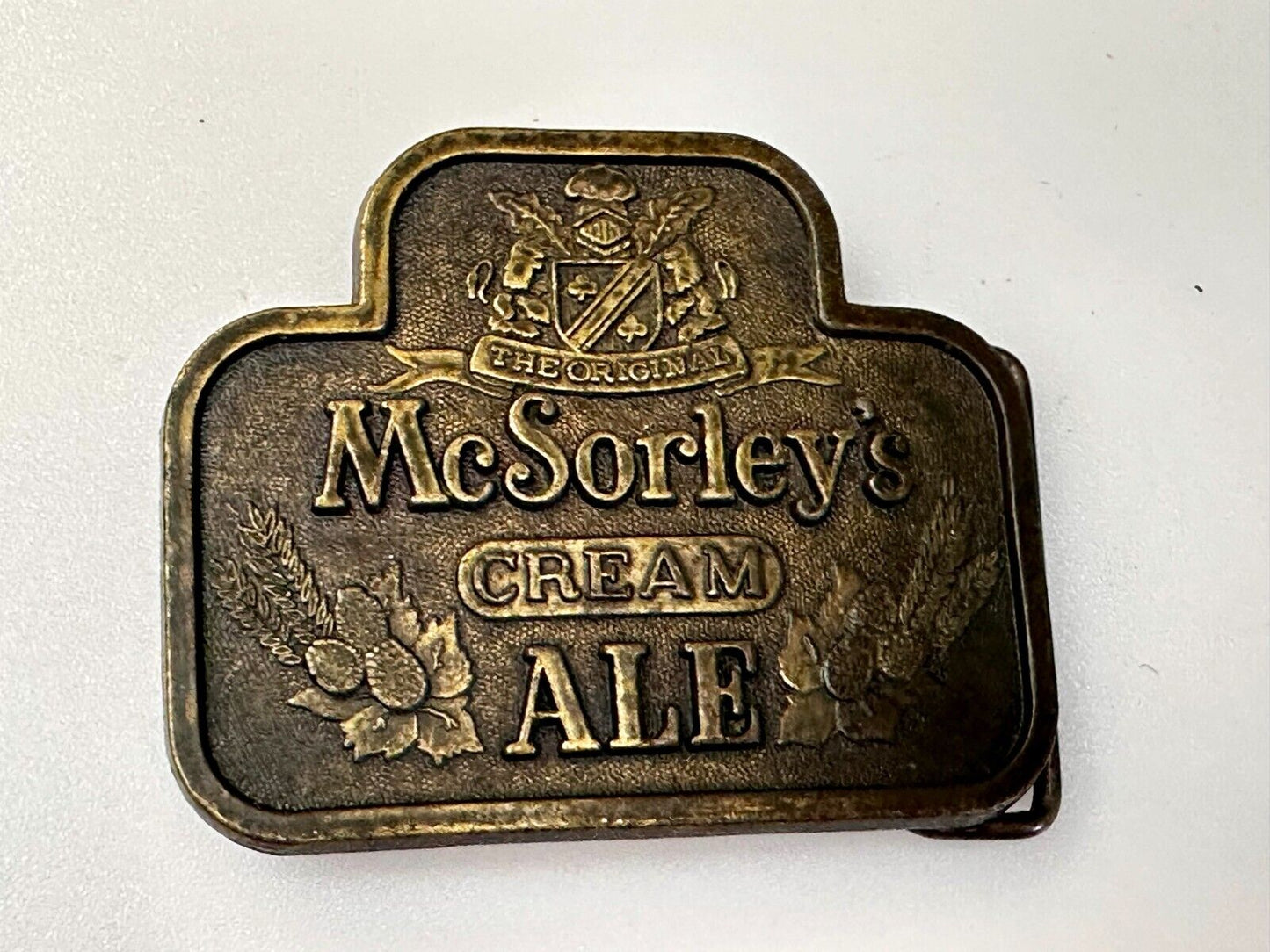The Original Mc Sorley Cream Ale Brewing Company Advertisement Belt Buckle