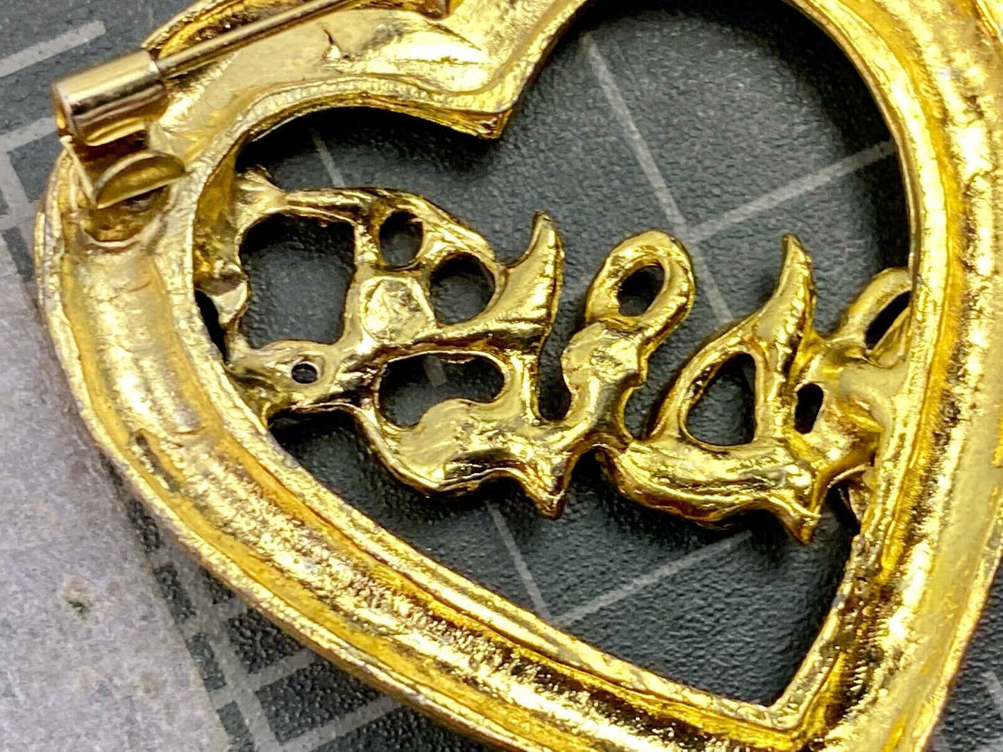 Vintage Brooch Pin WWJD Gold Tone Heart WWJD - What Would Jesus Do