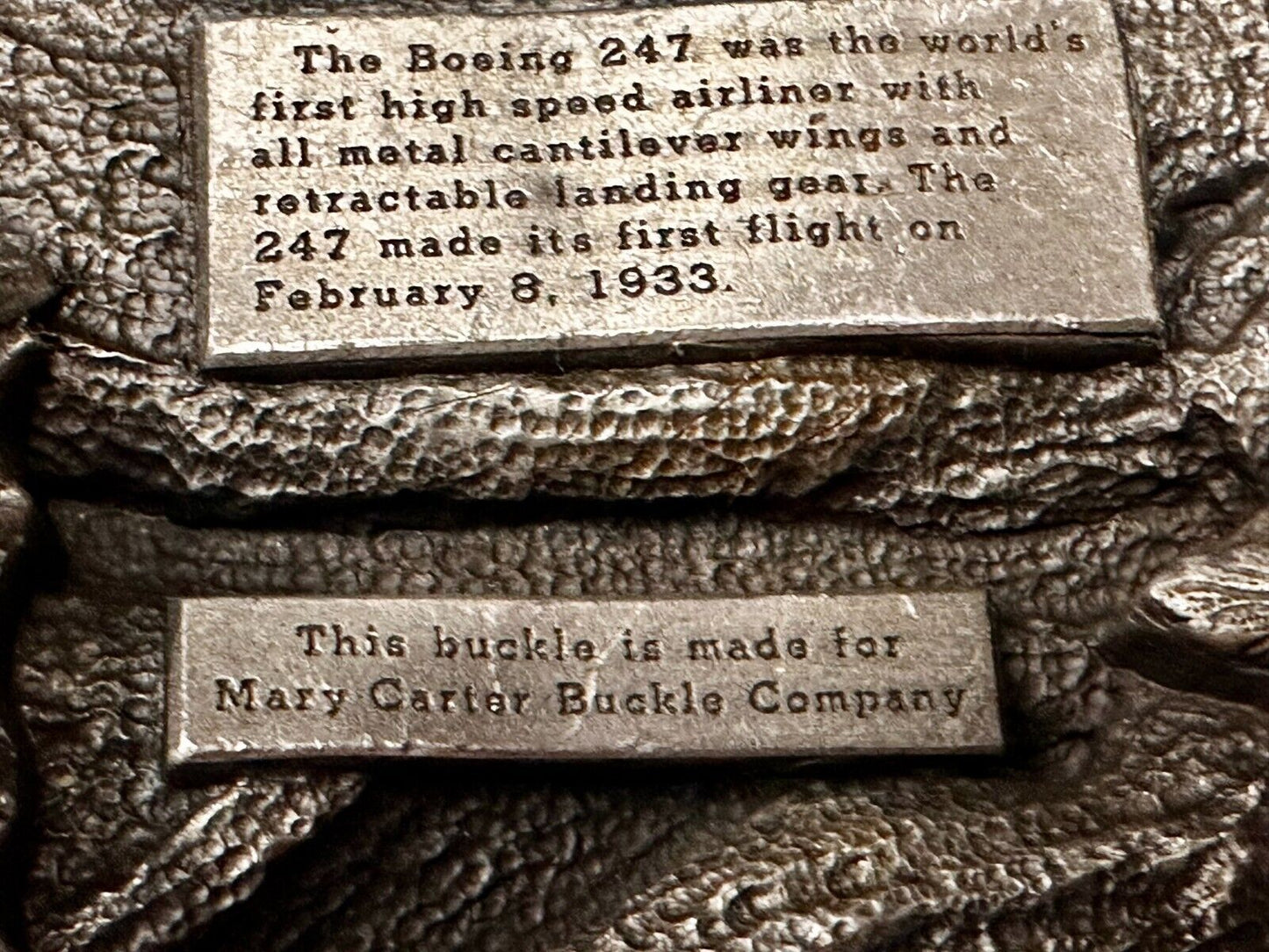 The Boeing 247D High Speed Aircraft Vintage 1986 Belt Buckle by Siskiyou