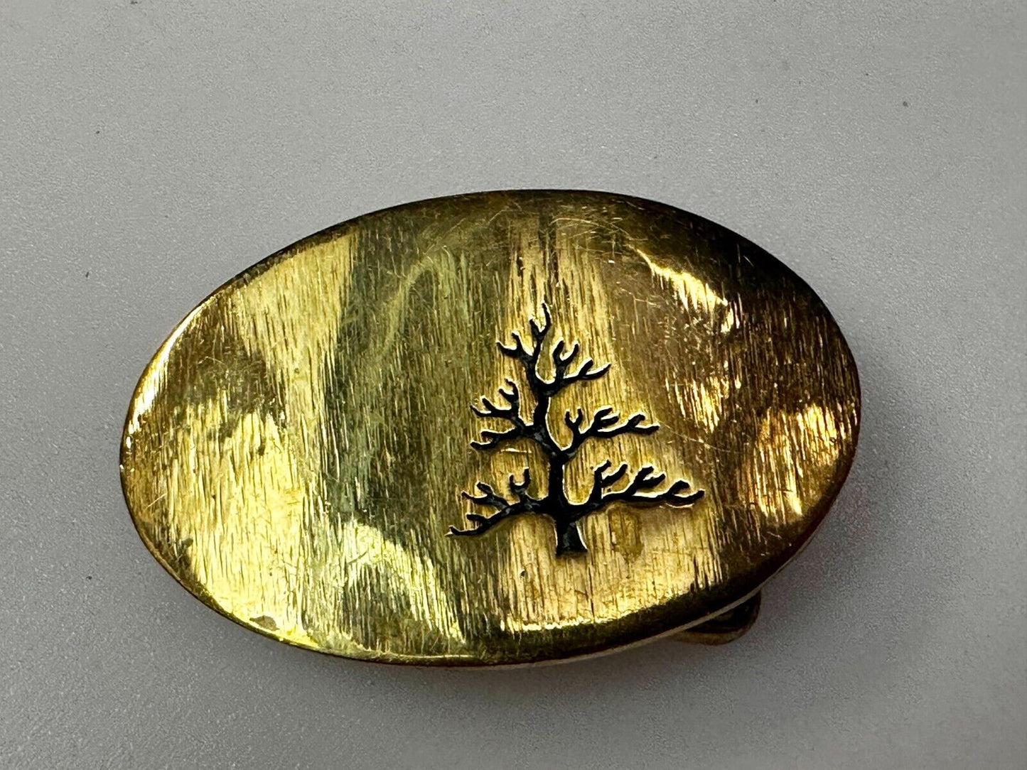 Black inland Fall Tree Small Hippy Vibe Brass Belt Buckle for up to a 1.25" belt
