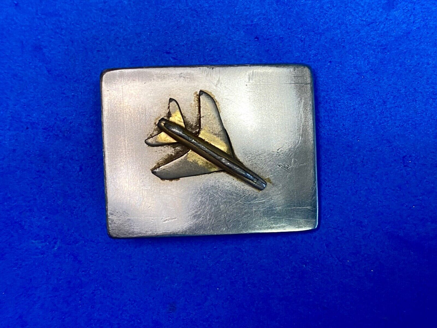 Artisan Two Tone Airplane USAF Jet Fighter Plane Rectangular 2" Belt Buckle