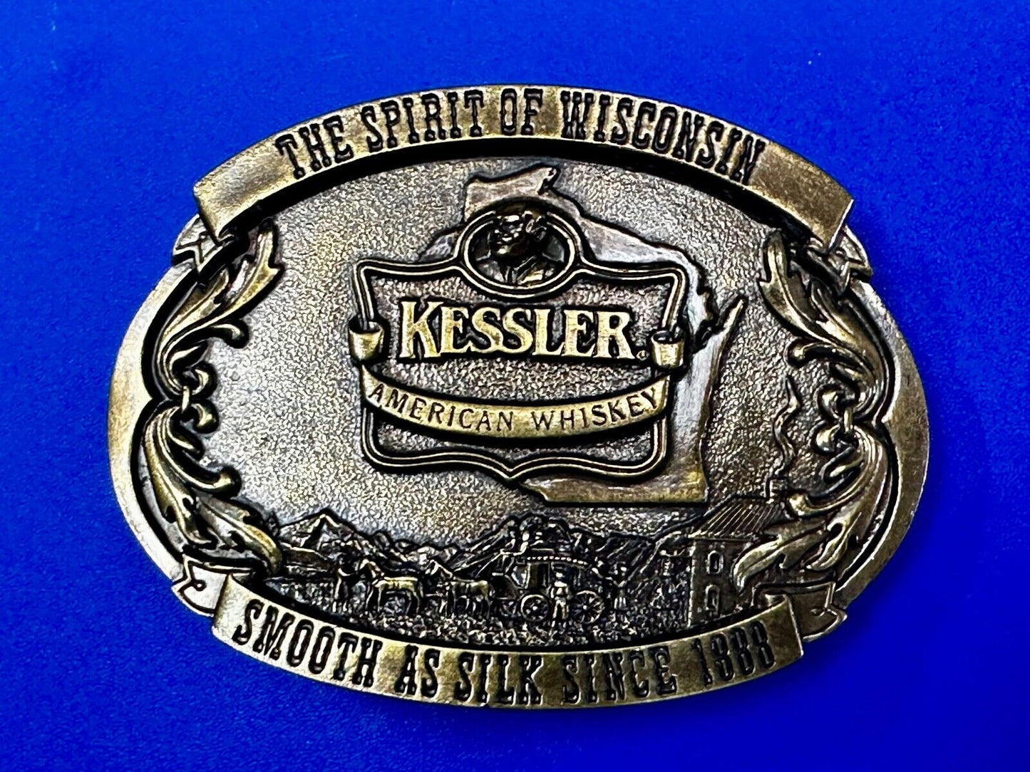 The Spirit of Wisconsin - KESSLER American Whiskey Belt Buckle Smooth As Silk