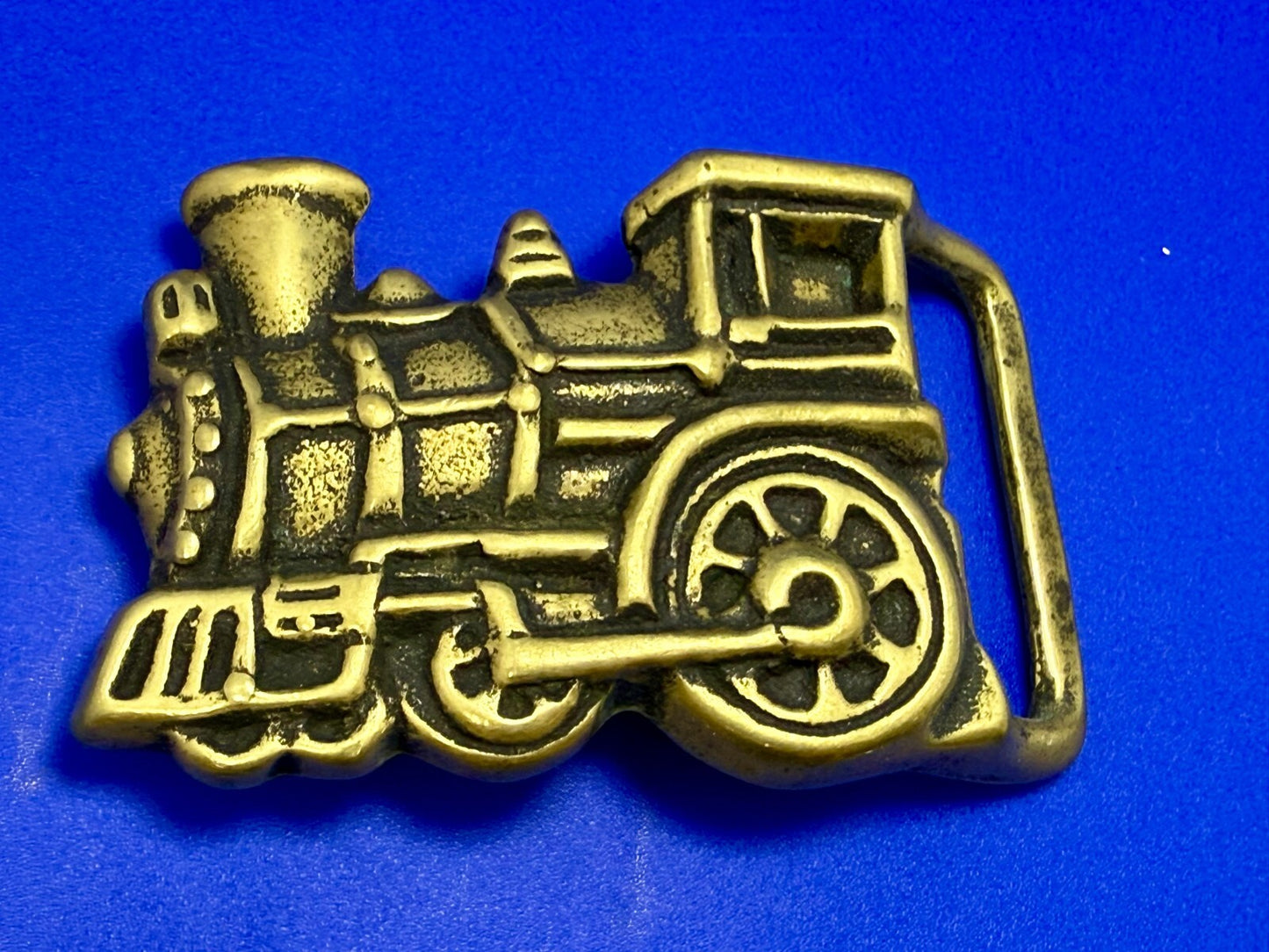 Toy Railroad Steam Engine Locomotive Train Cutout Solid Brass Belt Buckle