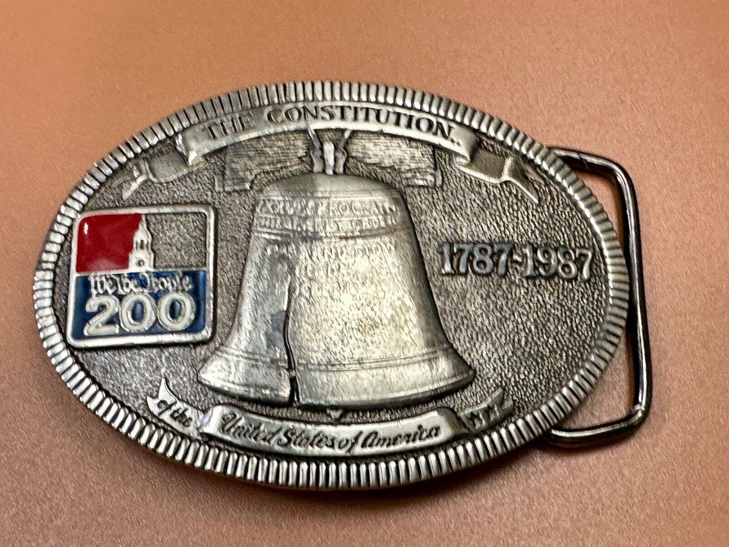 USA 200 year Celebration of the constitution Patriotic Liberty bell belt buckle