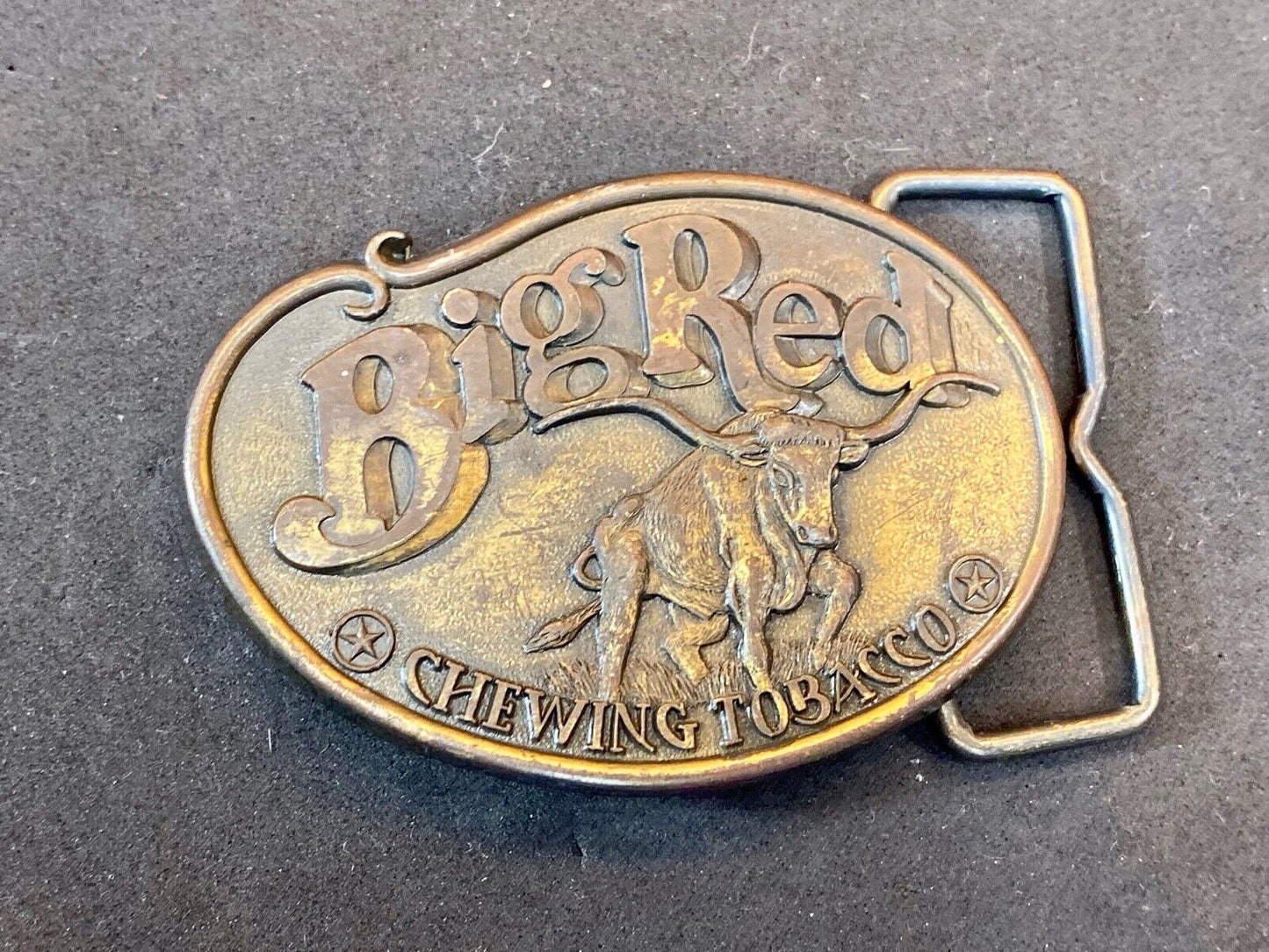 Vintage Big Red Bull Chewing Tobacco Detailed Belt Buckle - Rodeo Bull Longhorn