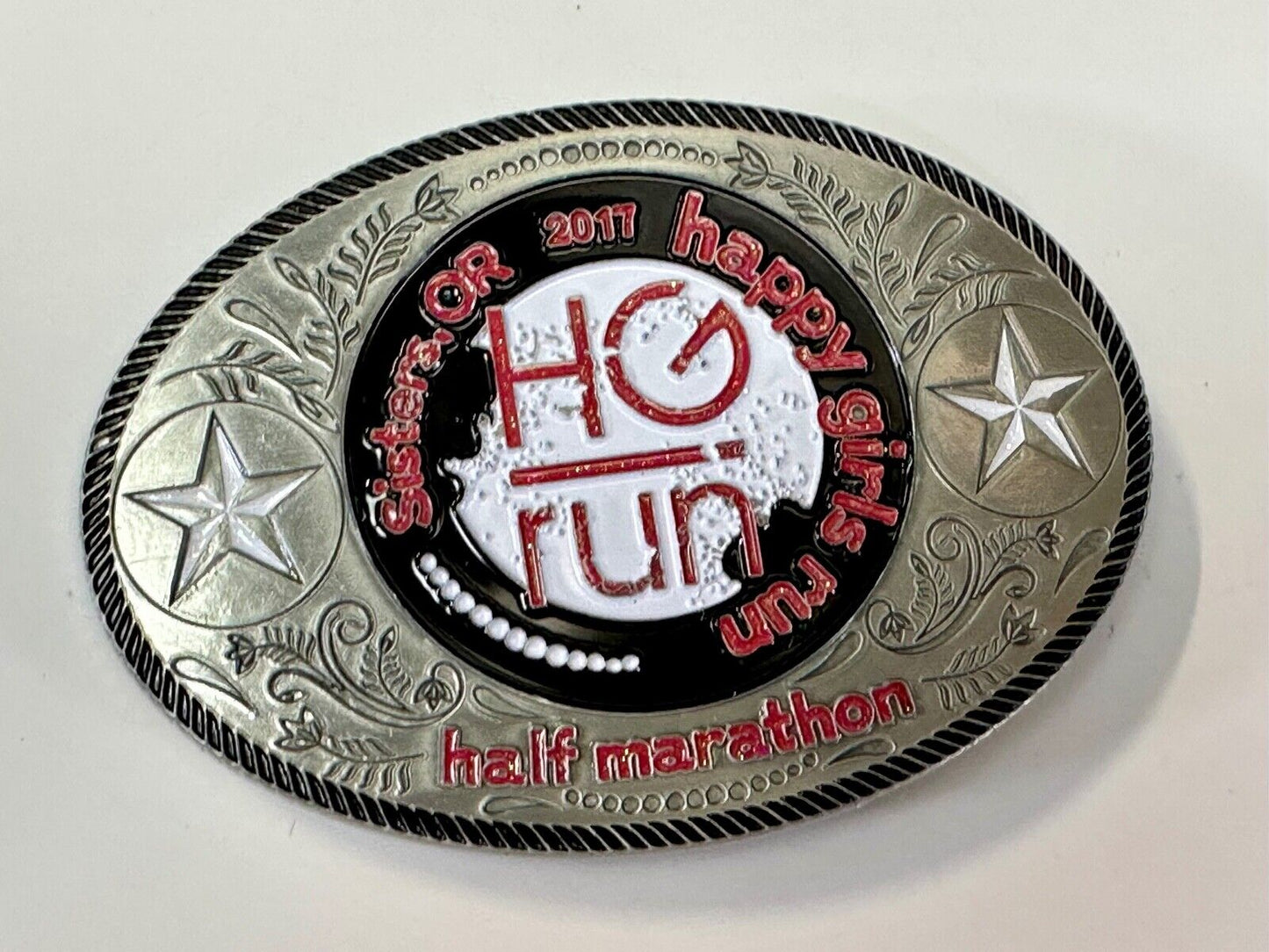 2020 Half Marathon award Happy Girls Sisters Run HG emblem belt buckle