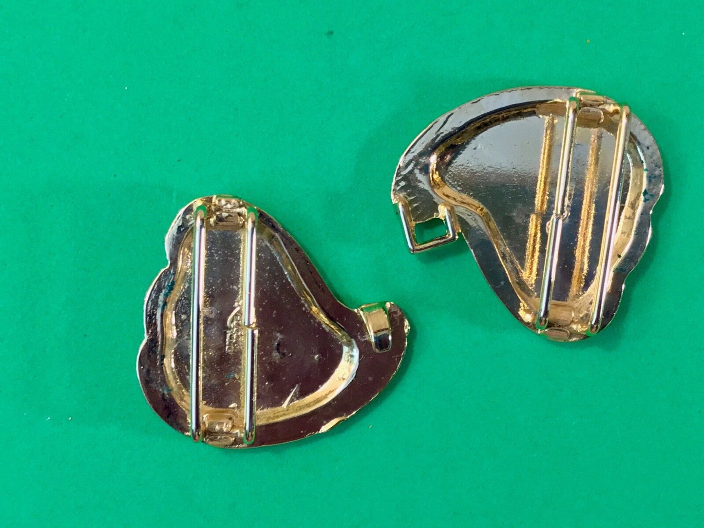 Vintage Antique two piece Sold tone Scarf Clip Signed Belt Buckle by ?