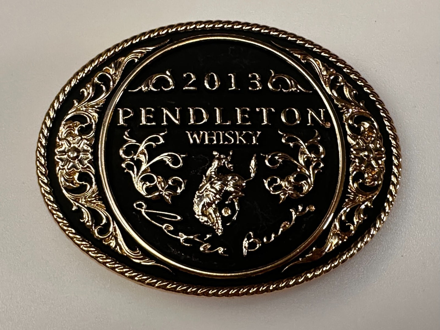 2013 Pendleton Whiskey Let'er Buck Rodeo Cowboy Montana Silversmiths Belt Buckle