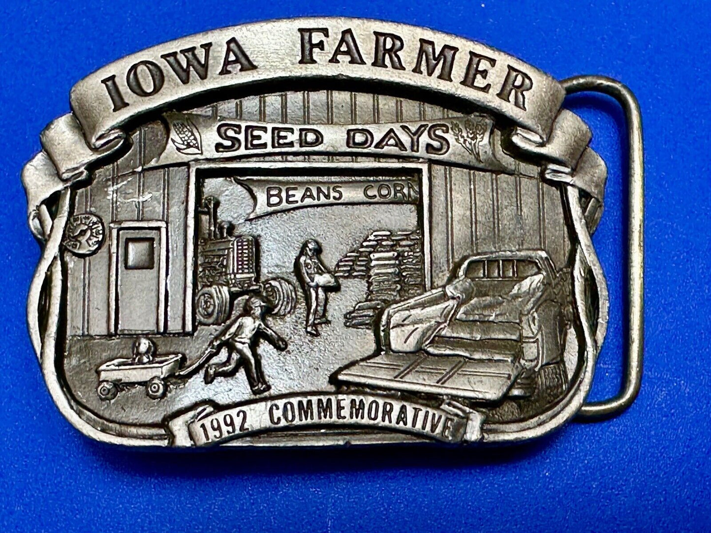1992 Iowa Farmer seed days - State Farm Commemorative belt buckle