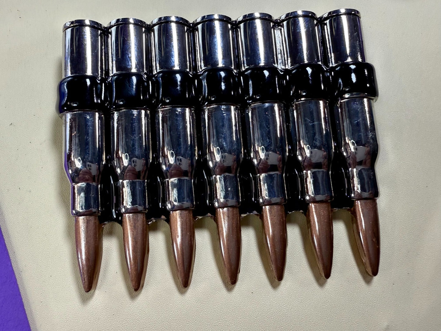 Ammo Bullets Clip MOS Figural Seven Shots Gun Collectors Heavy Large Belt Buckle