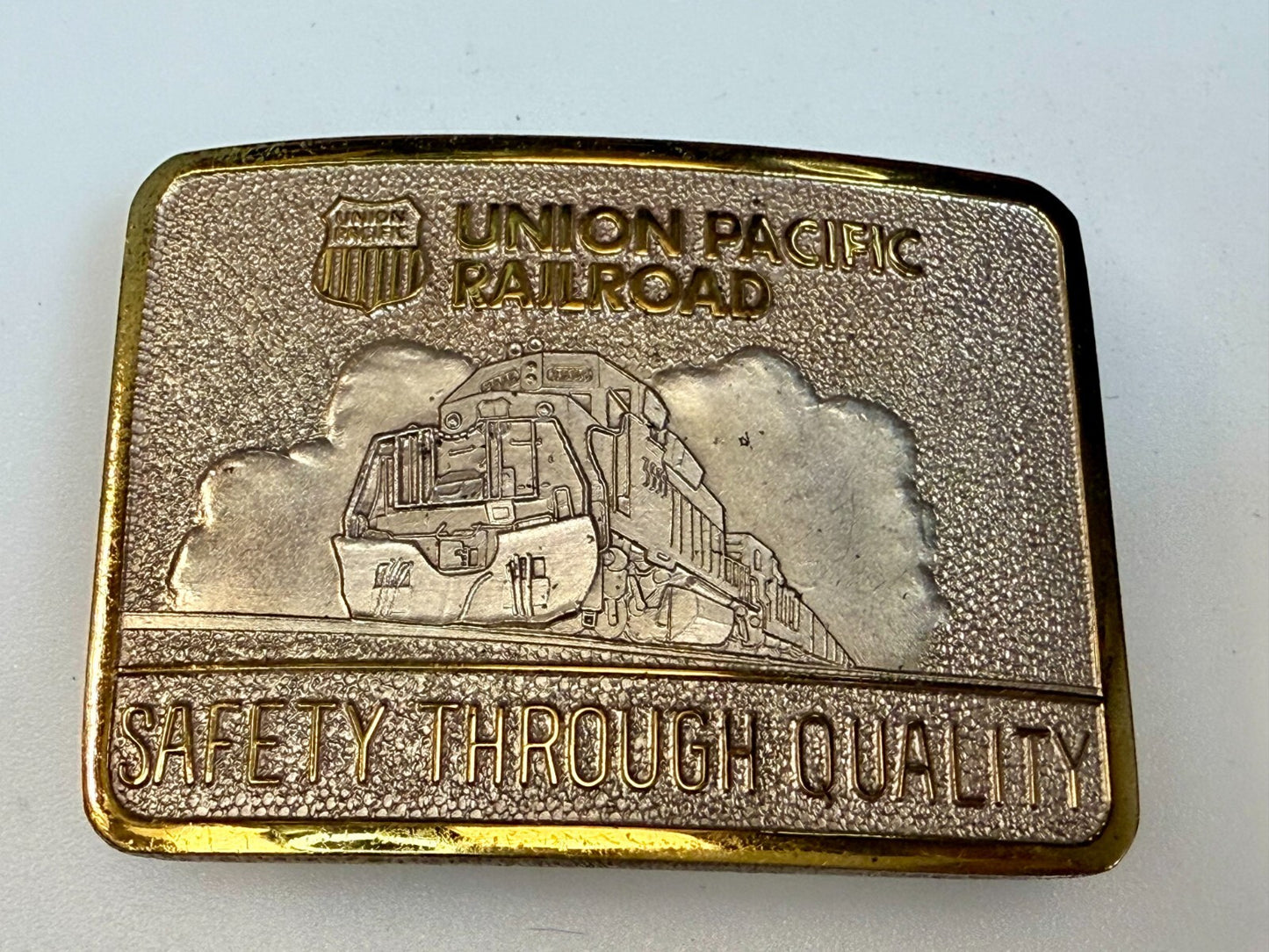 Union Pacific Railroad Safety Through Quality Award Belt Buckle by Stotts