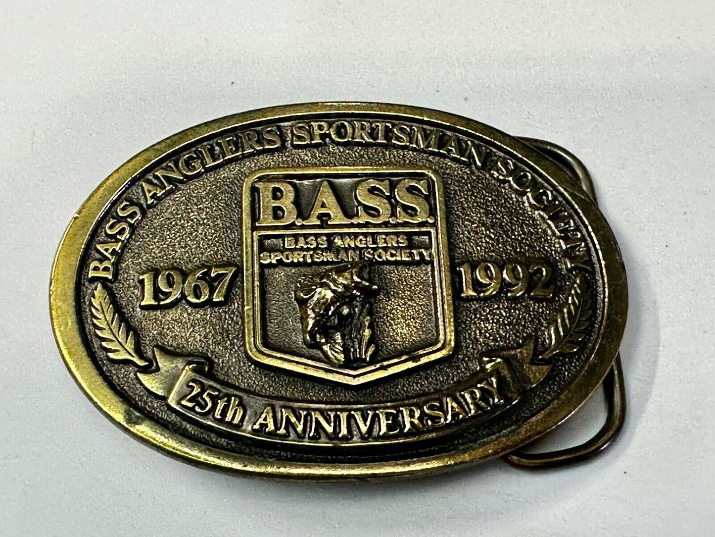 1992 BASS Anglers Sportsman Society Sport Fishing Fishermans 25th yr Belt Buckle