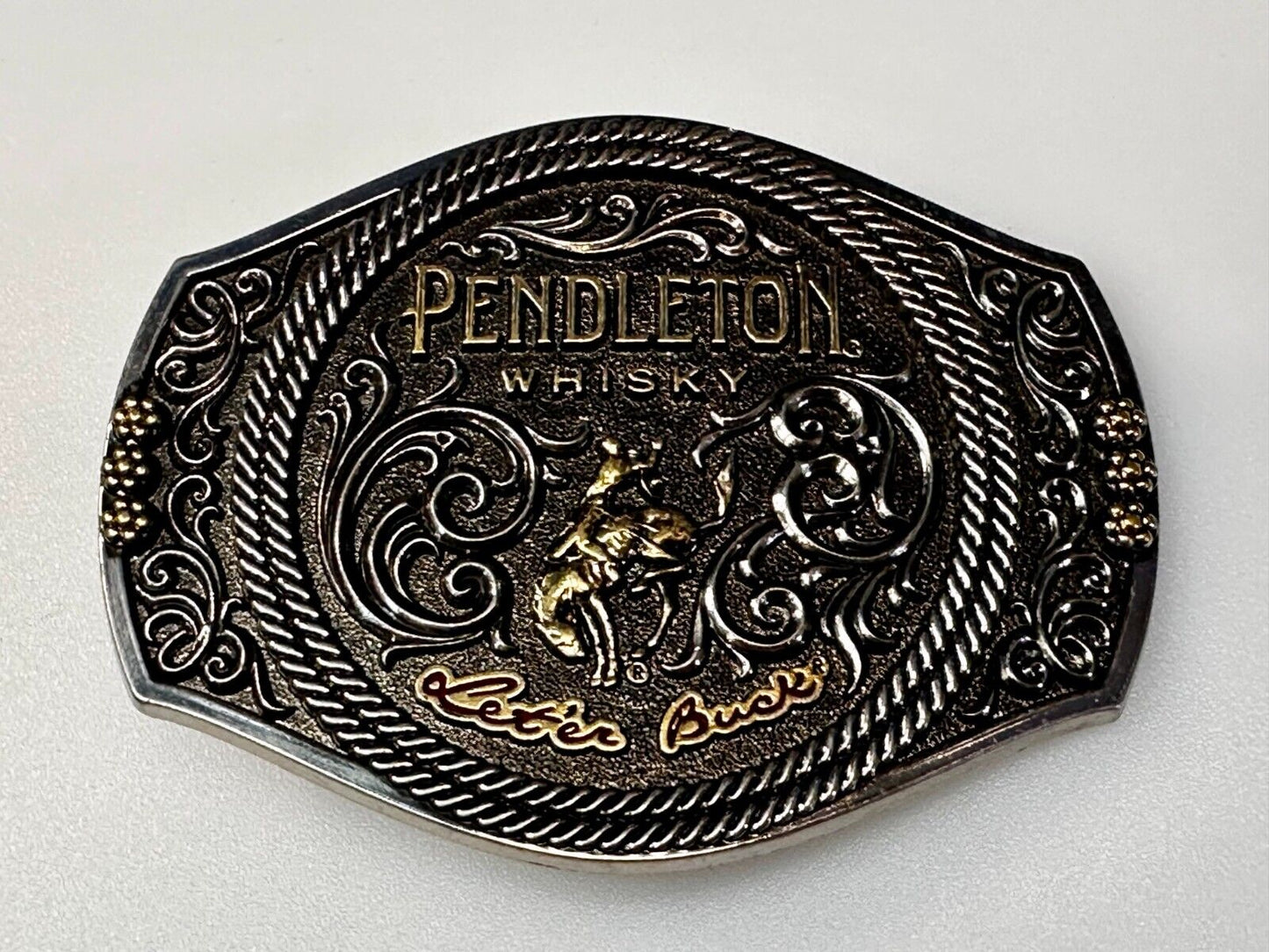 2021 Pendleton Whiskey Let'er Buck Rodeo Cowboy Montana Silversmiths Belt Buckle