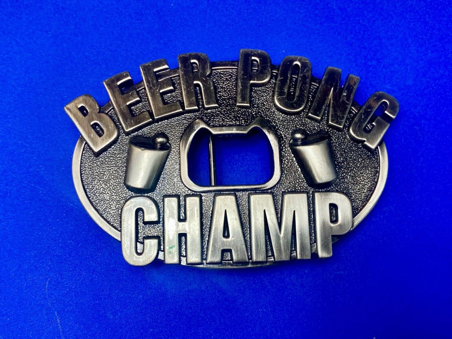 Beer Pong Champion Champ & Integrated Bottle Opener Belt Buckle College Gag Gift