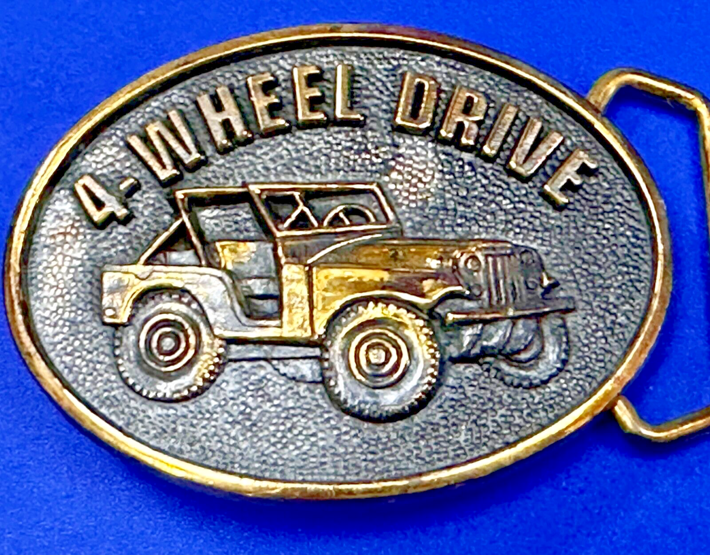 4-Wheel Drive ( Jeep ) 4x4 Off Road Solid Brass Vintage 1978 Belt Buckle by BTS