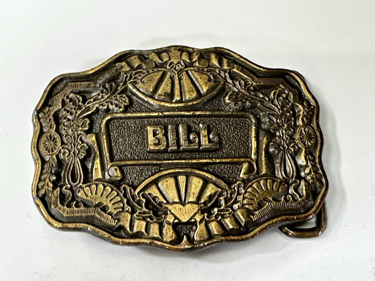Bill. Custom Name Western framed ornate scroll Belt Buckle by Oden