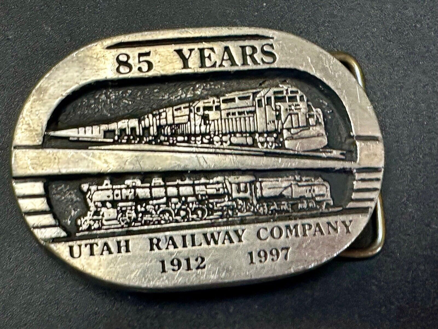 Utah Railway Co Vtg Train Railroad 85 Years - Gary Prazen Sculpture Belt Buckle