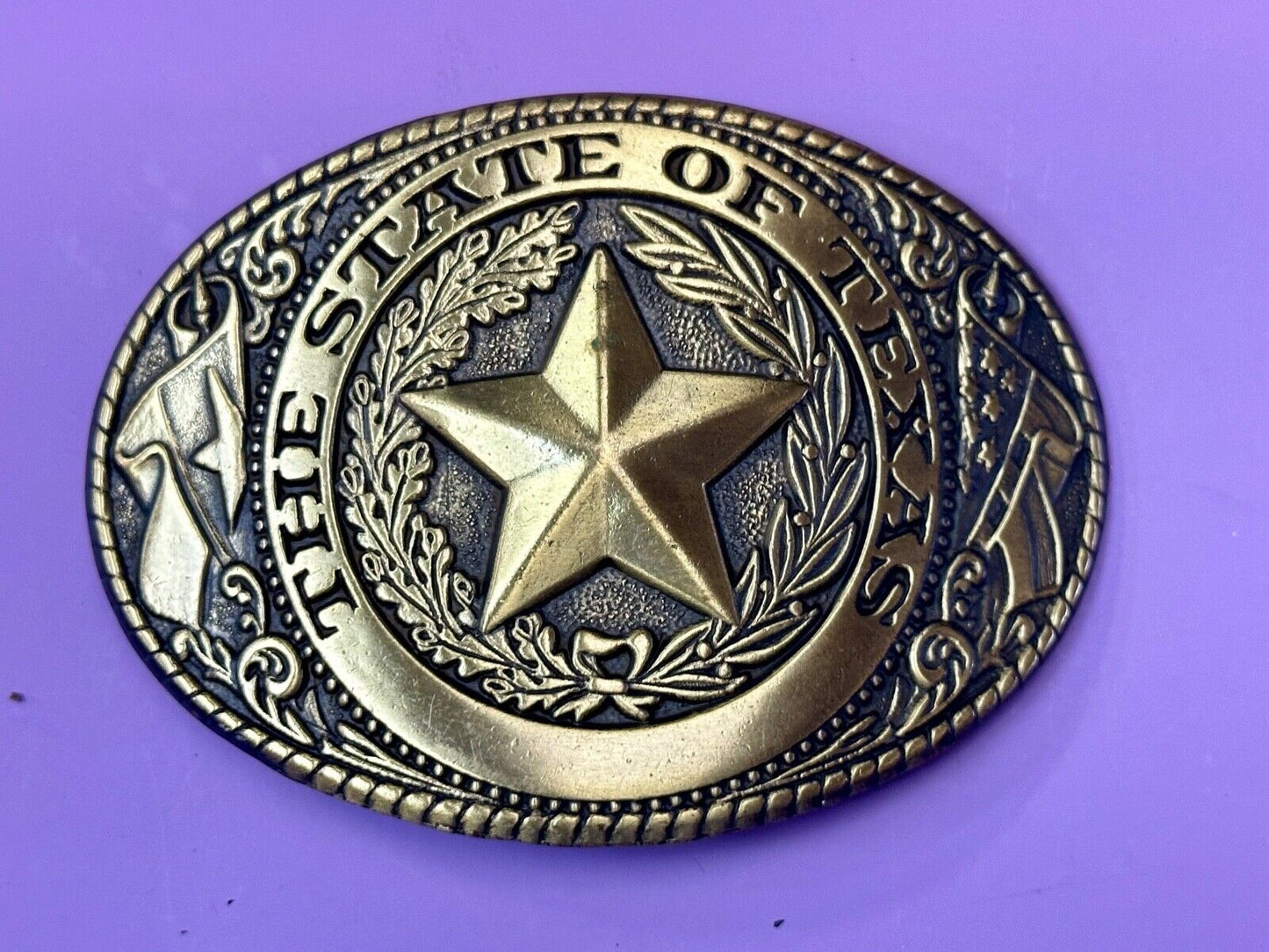 The Great State of Texas Star & Flag & Pride! USA made western belt buckle