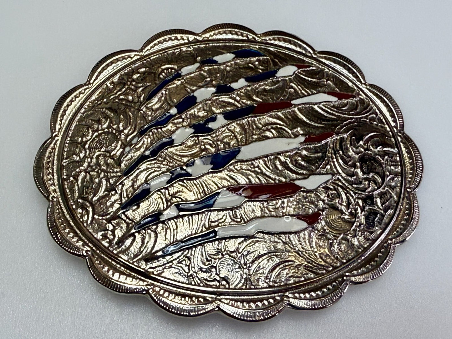 United States of America Flag Sliced Pattern on Western Belt Buckle by Shyanne