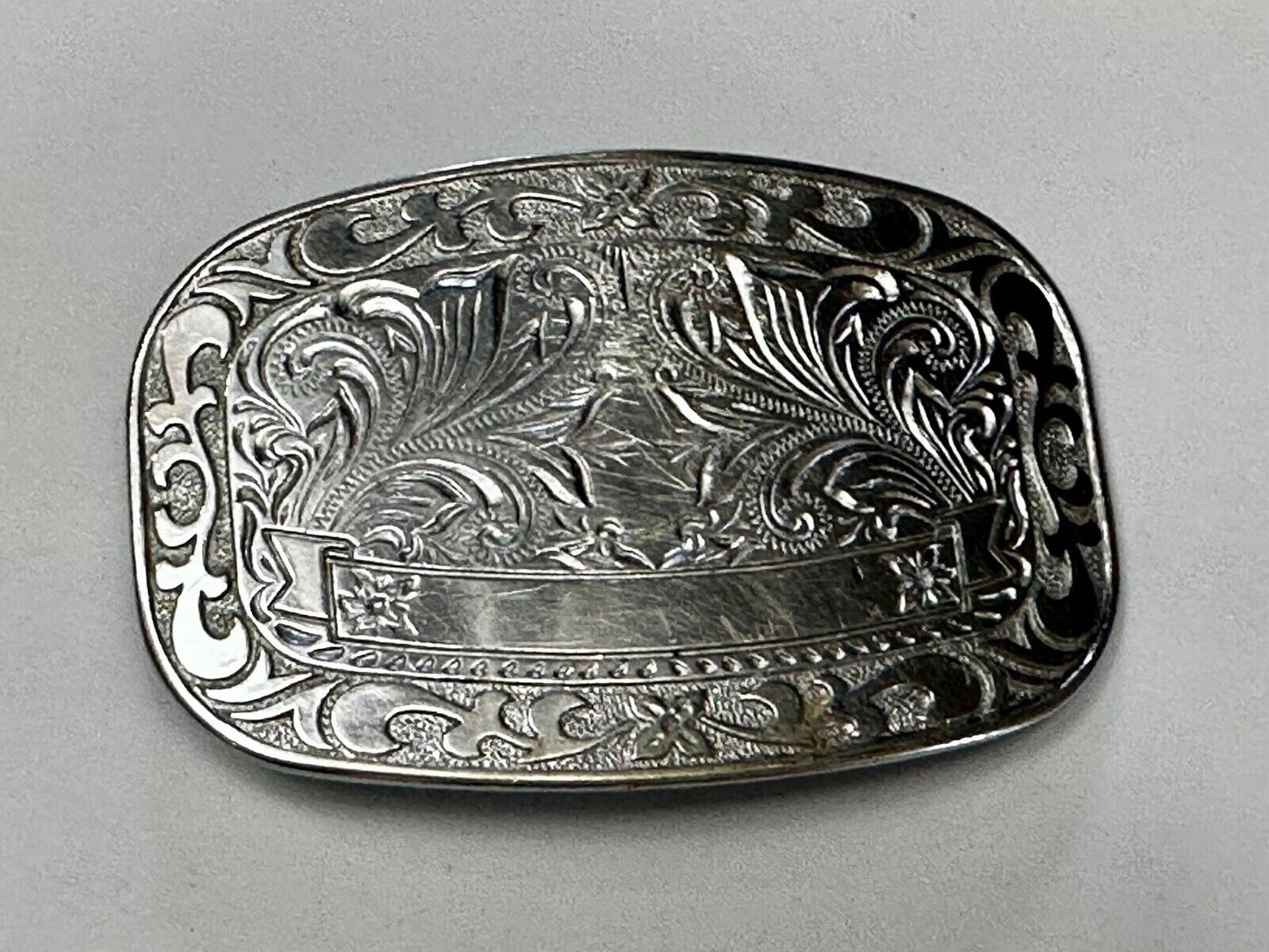 Vintage Blank Award Ribbon Rodeo Trophy Style Ornate Belt Buckle to engrave