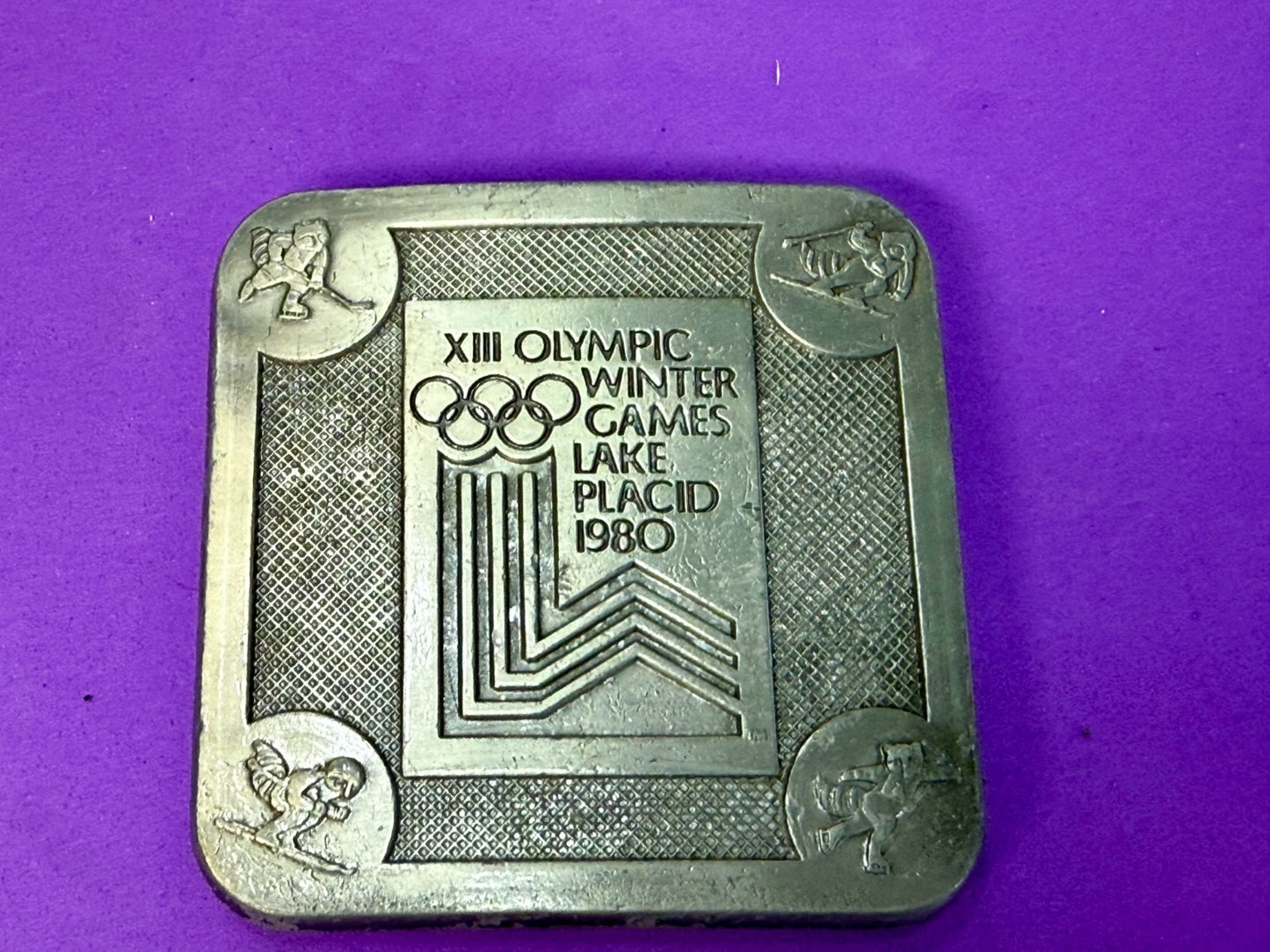 The Olympic Winter Games Lake Placid 1988 Commemorative Silver Color Belt Buckle