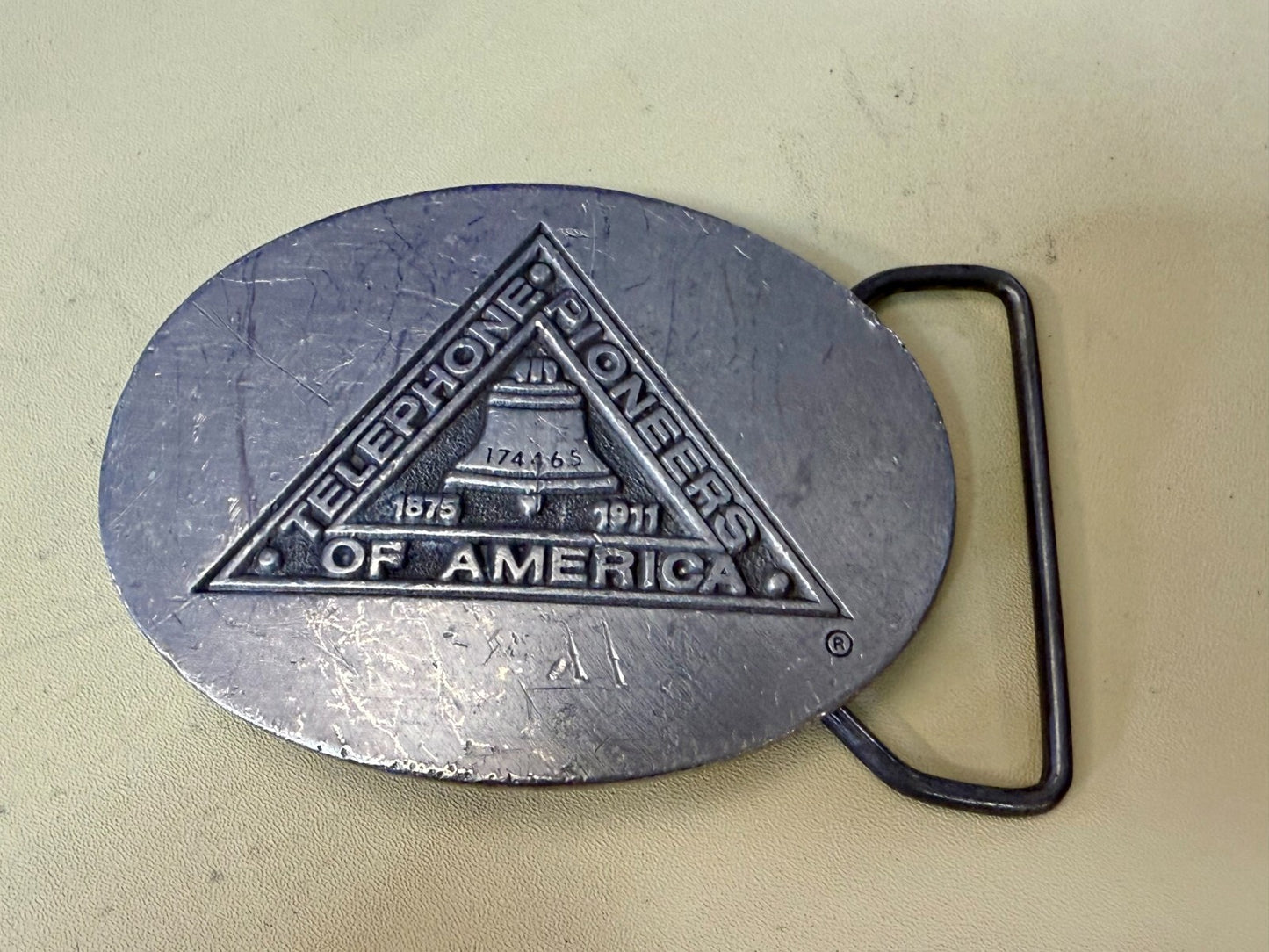 Telephone Pioneers of America Silver Color Commemorative Belt Buckle