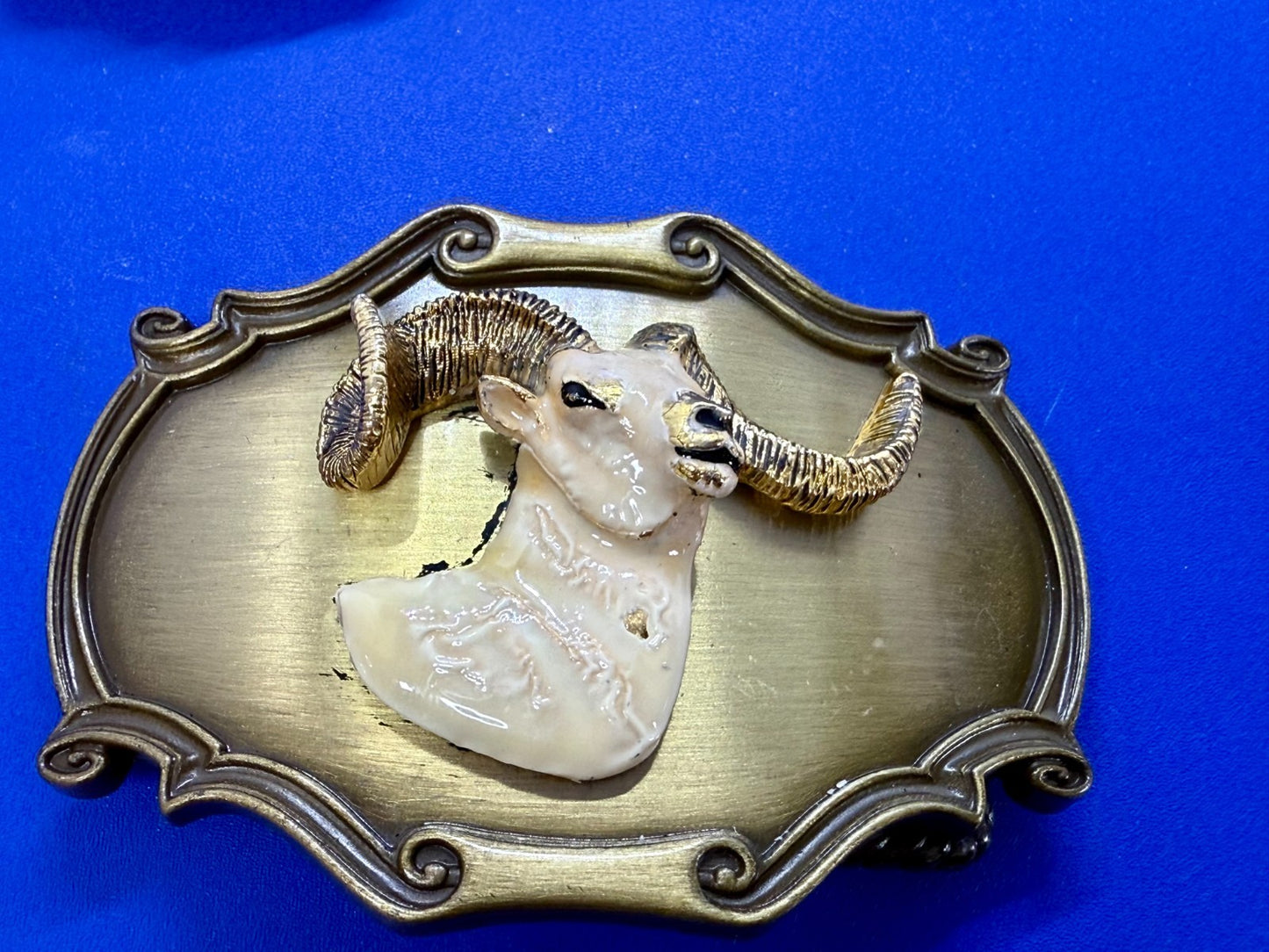 3D Big Horn Sheep Ram Head Mountain Goat Vintage 1978 Rain-Tree Belt Buckle