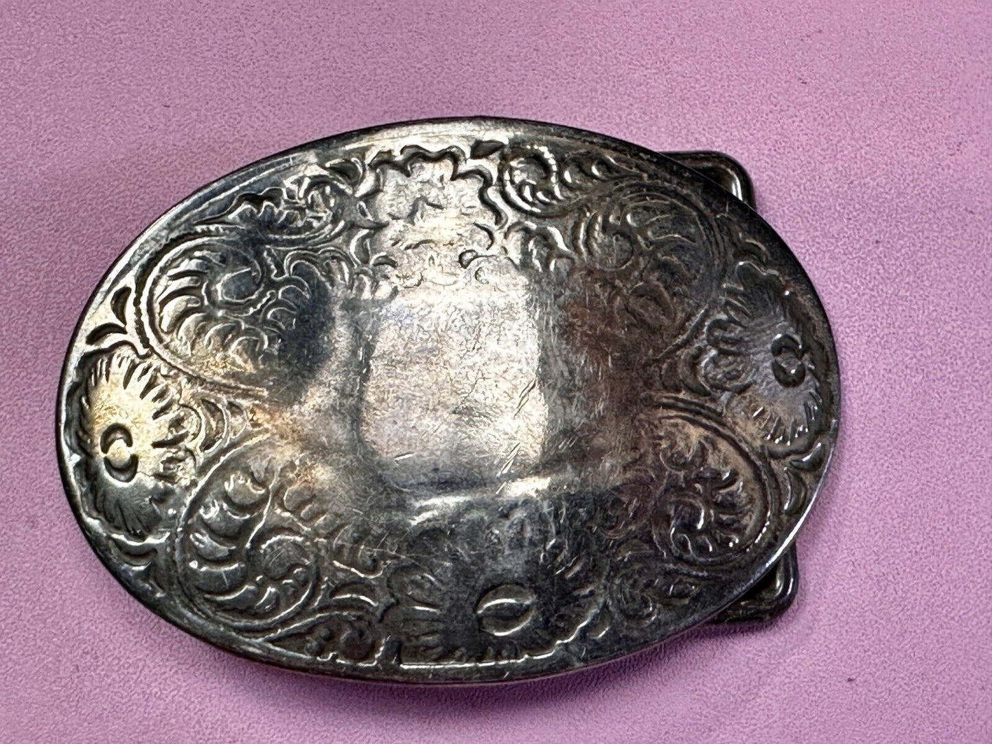 Vintage 3" wide western flower swirl design belt buckle