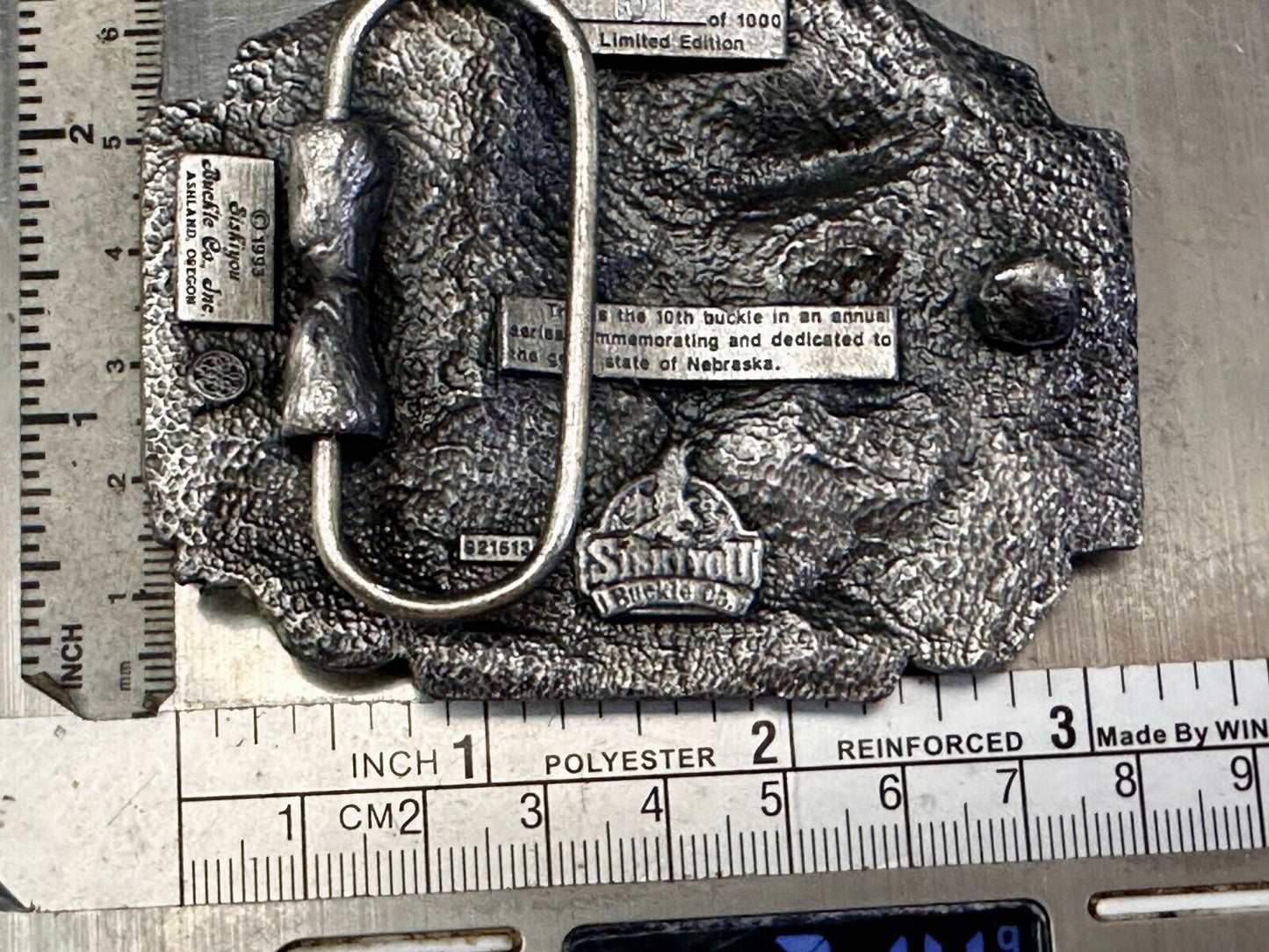 The Great State of Nebraska 1993 10th Annual Commemorative Siskiyou Belt Buckle