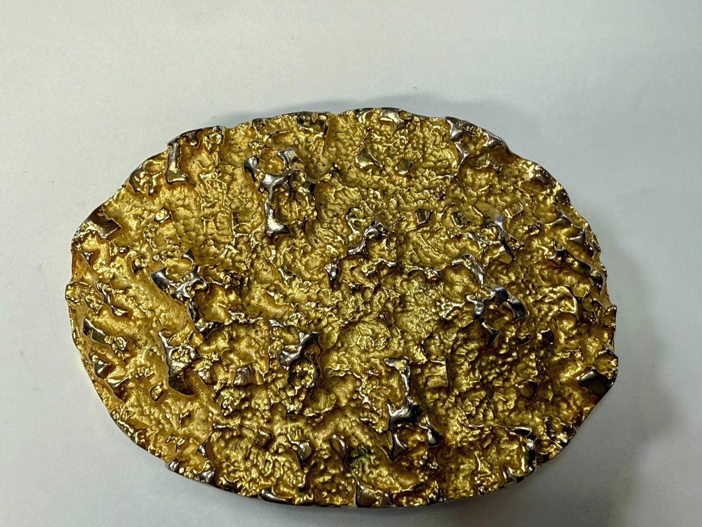 Texas Purities Nugget Textured Metal Gold Color Oval Belt Buckle
