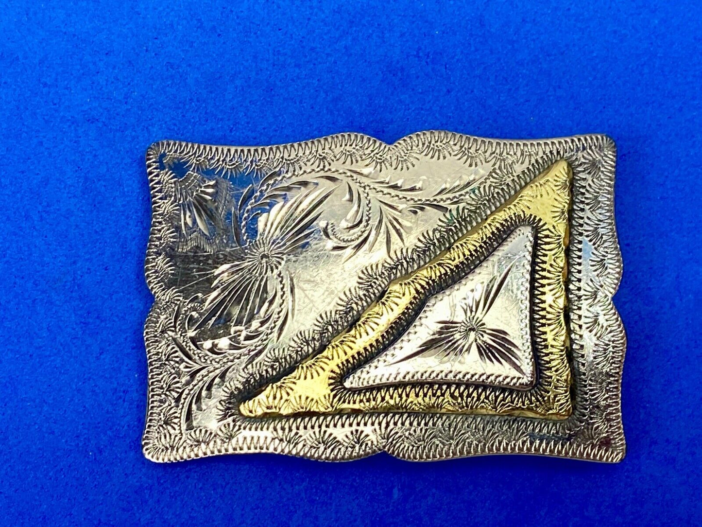 Beautiful Hand Made Western Flower Swirl ornate mixed metal Eastern belt buckle